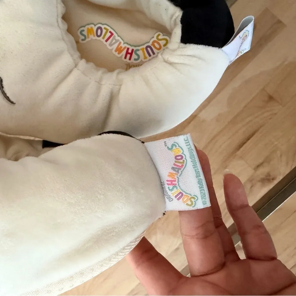Squishmallows Cream and Black Plush Slippers